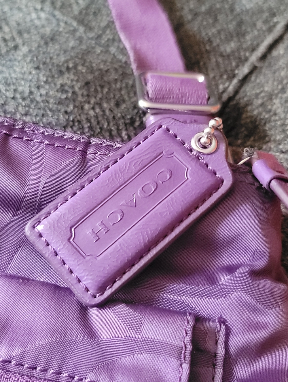 Coach Signature Nylon File Crossbody Bag – Purple - Picture 10 of 12